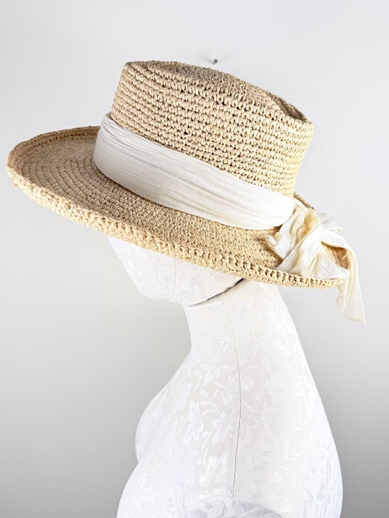 Scala Manarola OS Wide Brim Raffia Straw Hat With Cream Band main image 7